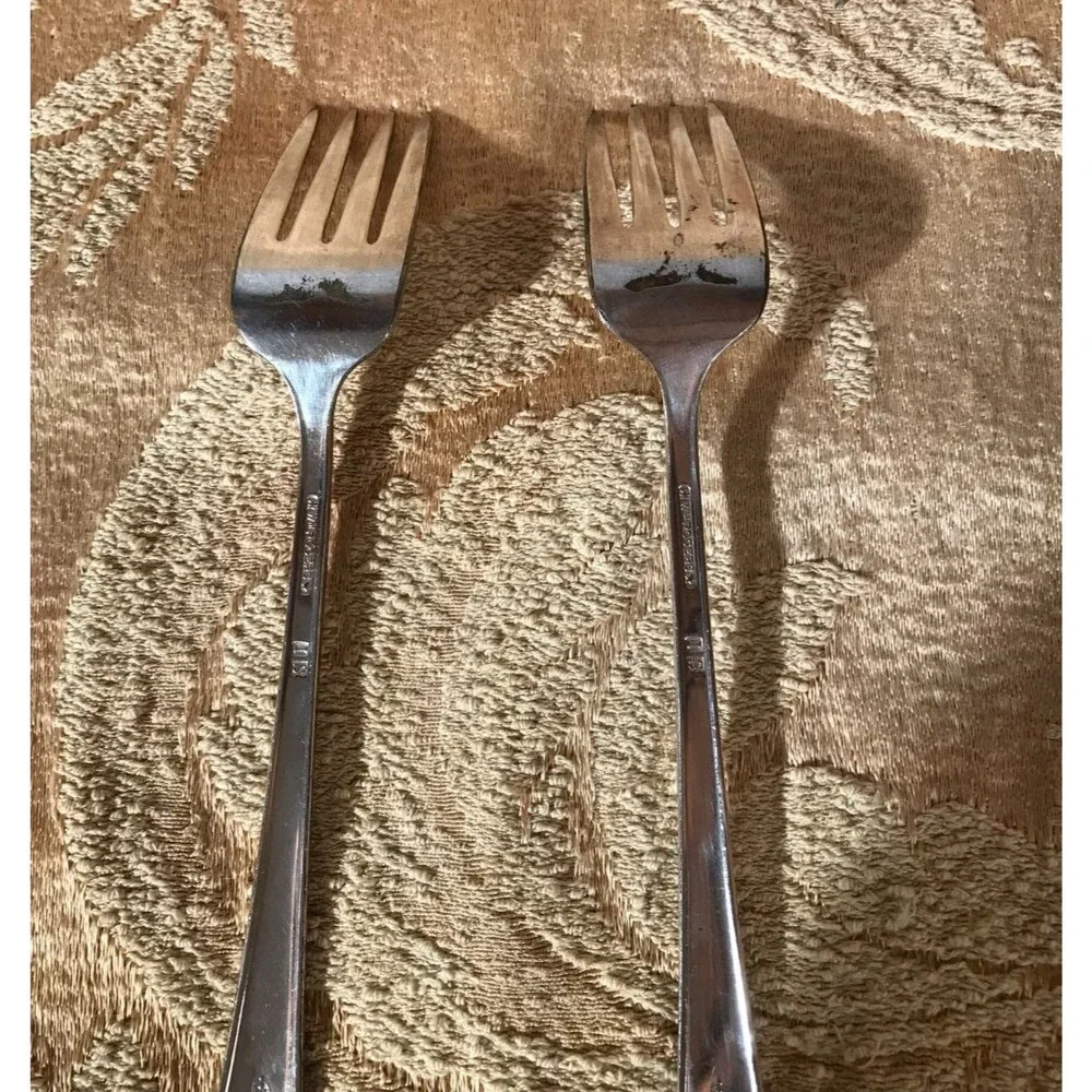 Vintage 1954 International Silver Mountain Rose Salad Fork Set of Two WM Rogers